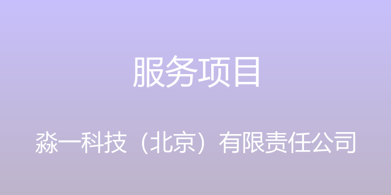 服务项目 - 淼一科技（北京）有限责任公司